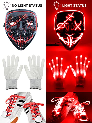 Halloween LED Mask Light Up Gloves and Glow Shoelaces O999588