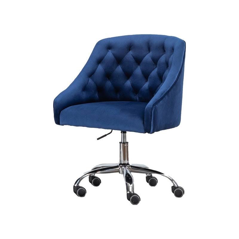 Cream Velvet Swivel Task Chair with Silver Base L77642