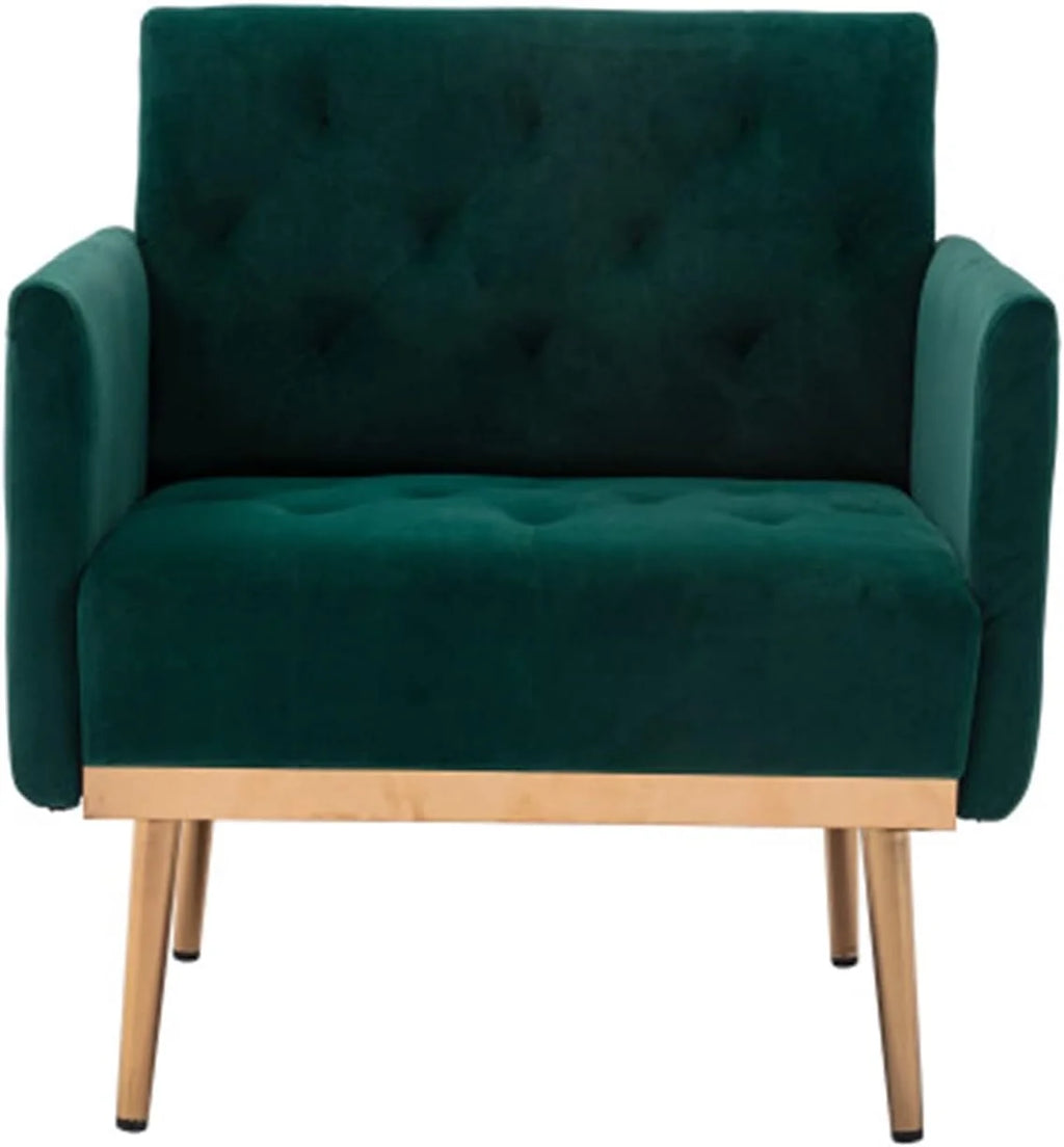 Square Velvet Accent Chair with Golden Metal Legs N58217