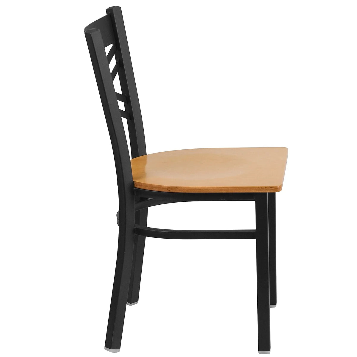 2 Pack Black Metal Restaurant Chair with Wood Seat Y3139