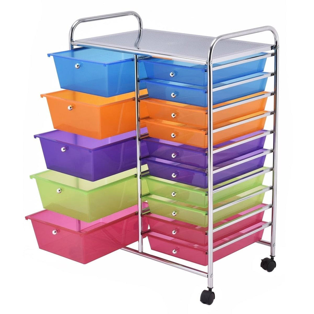 15-Drawer Utility Organizer Rolling Cart with Wheels D68624