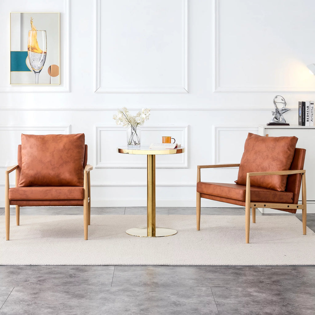 PU Leather Accent Arm Chair with Metal Frame U8905