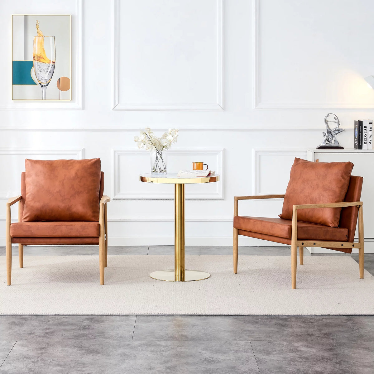 PU Leather Accent Arm Chair with Metal Frame U8905
