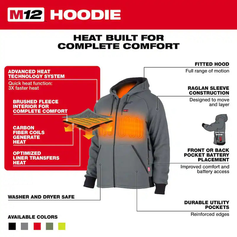 Men's X-Large Black Heated Jacket Hoodie F6328