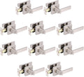 Satin Nickel Square Privacy Door Handles Leverset Lockset 10Pack X739466