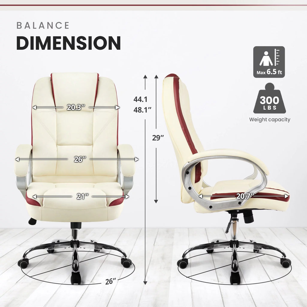 Ivory Ergonomic High Back Leather Office Chair B731
