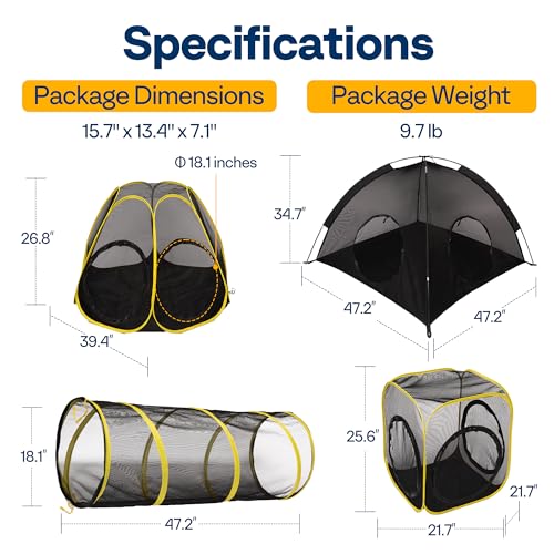 6-in-1 Outdoor Cat Enclosure with Playhouse, 2 Tents & 3 Tunnels Q4077
