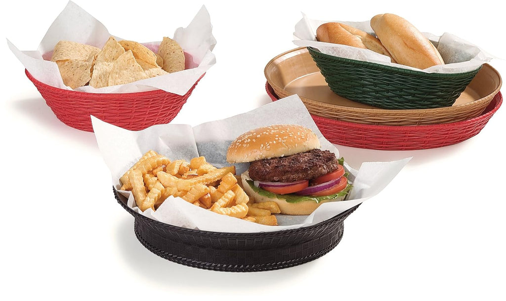 Oval Serving Basket, 9 x 6, Green (Pack of 12) W68835