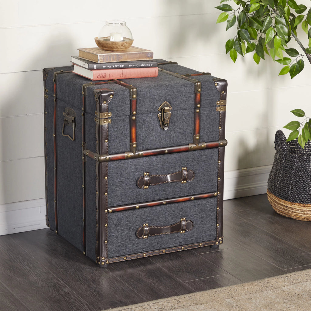 Brown Traditional Wood Storage Trunk Chest M595