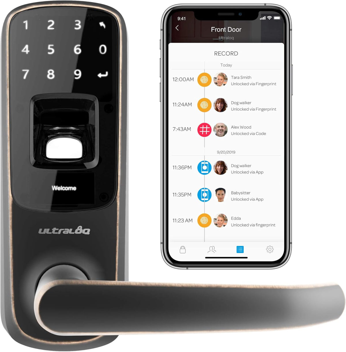 Smart Lock with WiFi, Bluetooth, Fingerprint and Touch Keypad, Satin Nickel Z31169