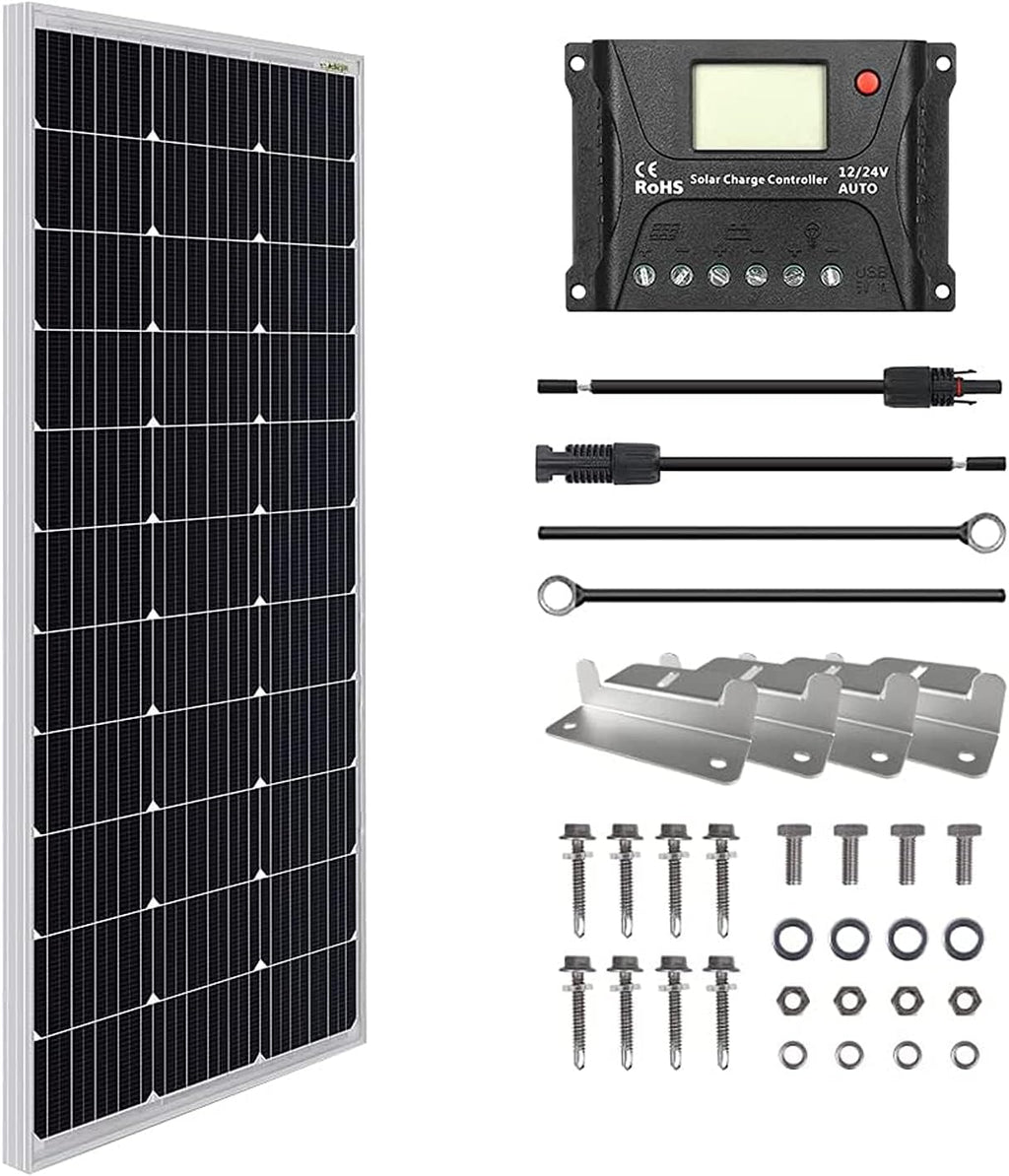 100W 12V Monocrystalline Solar Panel Kit with 30A PWM Charge Controller G249