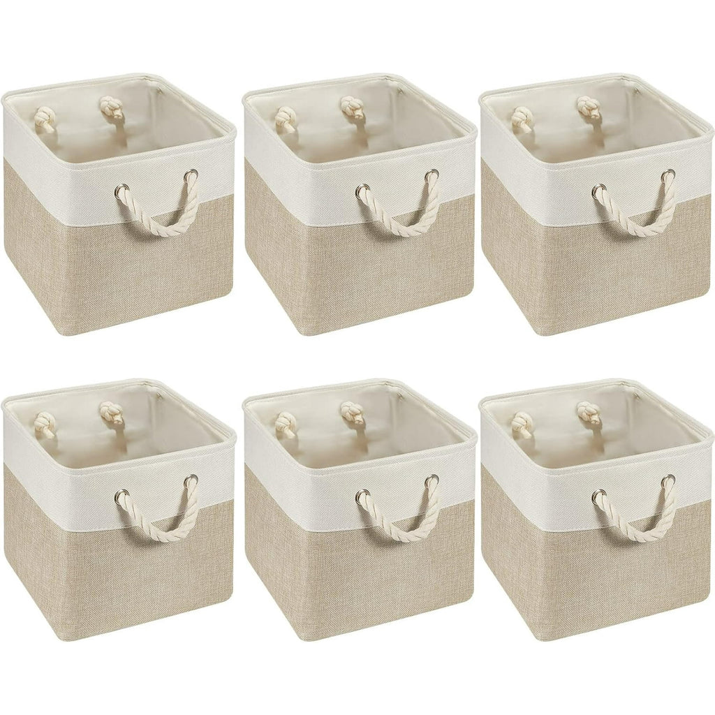 6 Pcs 11 x 11 Inch Fabric Cube Storage Bins with Handles K191930
