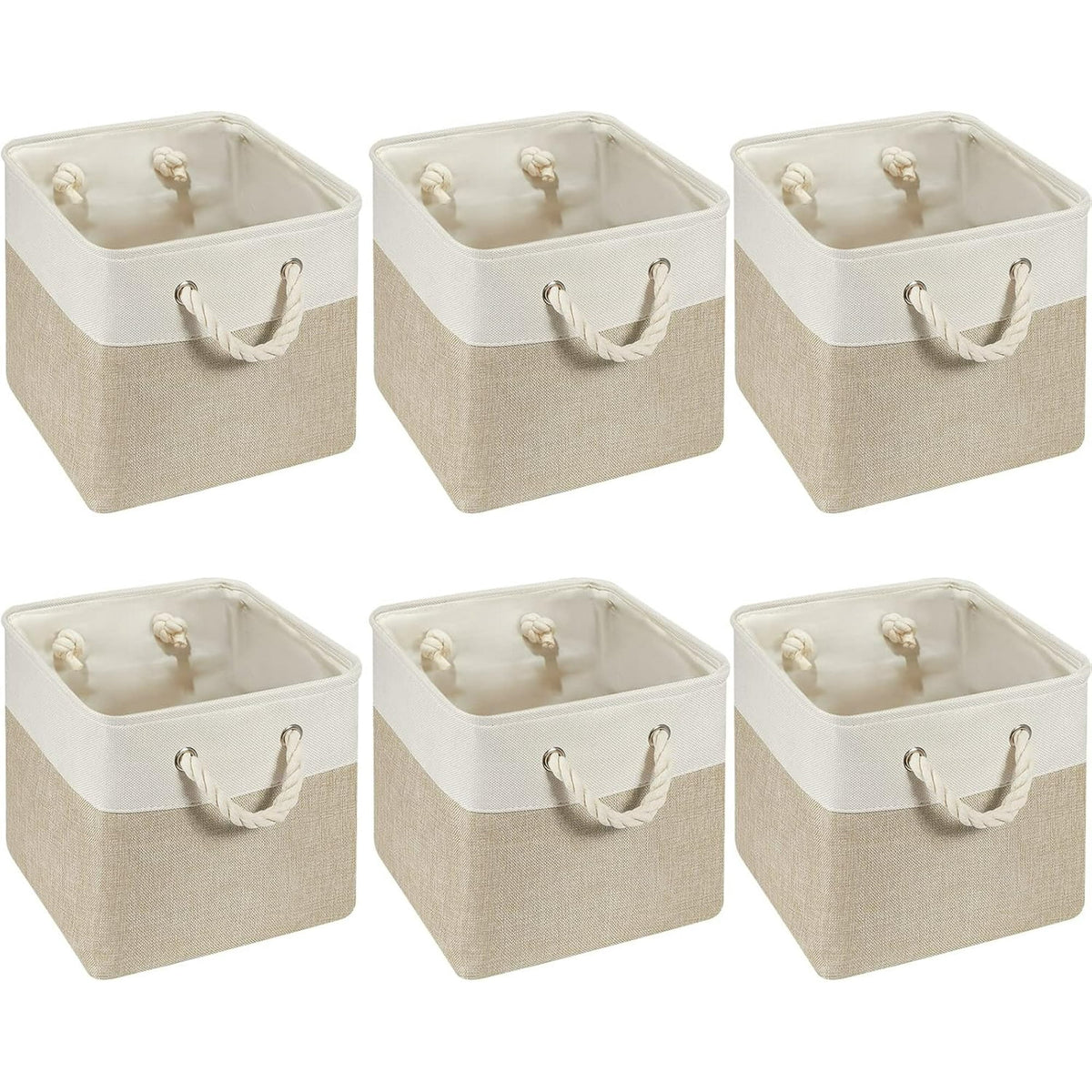 6 Pcs 11 x 11 Inch Fabric Cube Storage Bins with Handles K191930