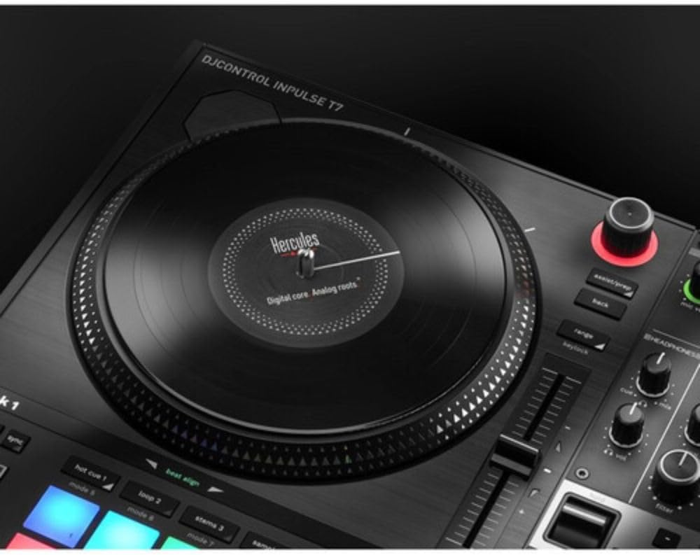 2 Deck Motorized DJ Controller with Cover and Closed-Back Headphones J250640