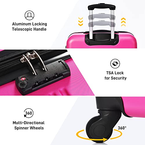 3 Piece Hardside Expandable Suitcase Set with Spinner Wheels and TSA Lock, 20 24 28 Inch, Rose Pink E287503