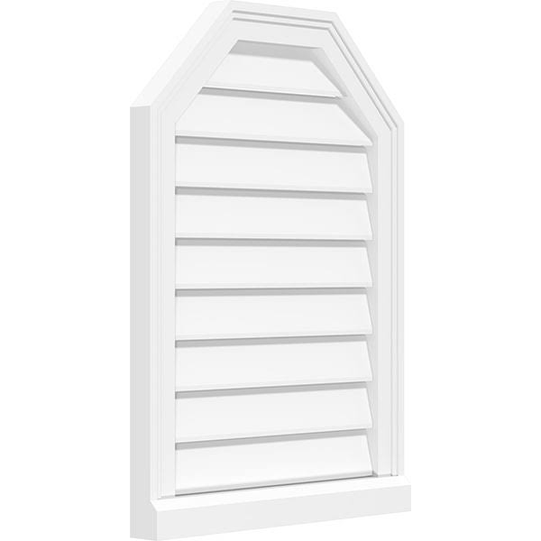 30x22W x 34x22H Octagonal Top Surface Mount PVC Gable Vent with Brickmoul O10891
