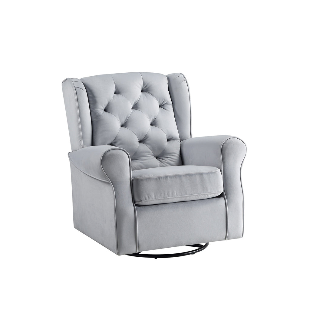 Gray Fabric Swivel Chair with Glider P513477