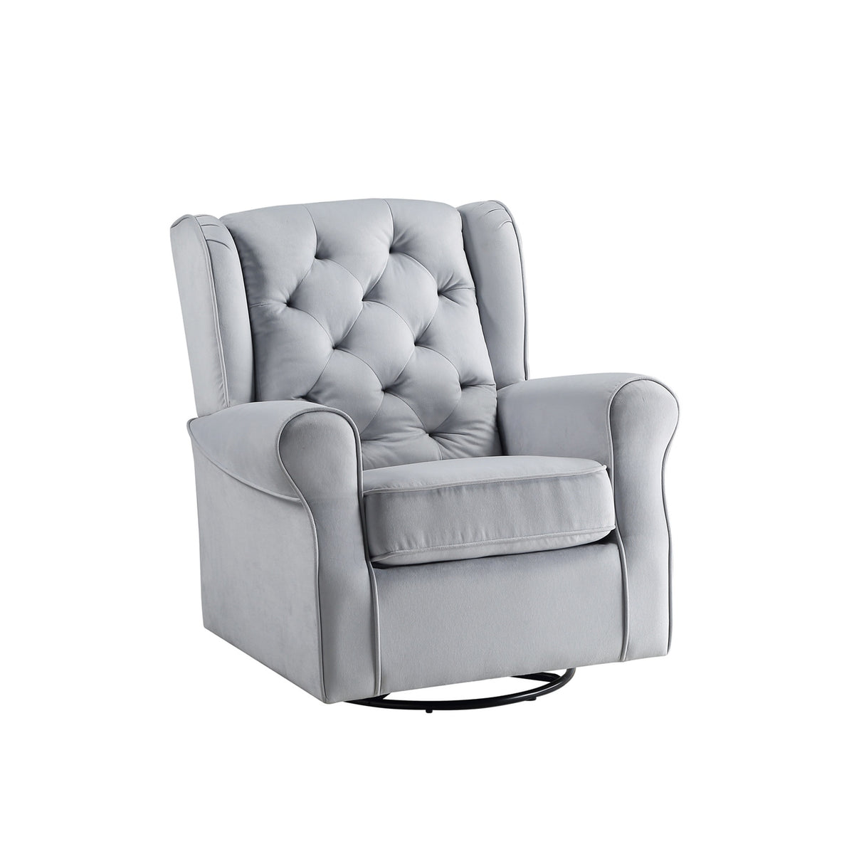 Gray Fabric Swivel Chair with Glider P513477