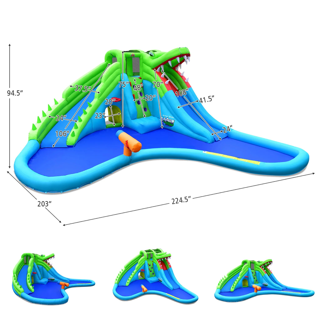 Inflatable Kid Bounce House with Dual Slide and Splash Pool C65471
