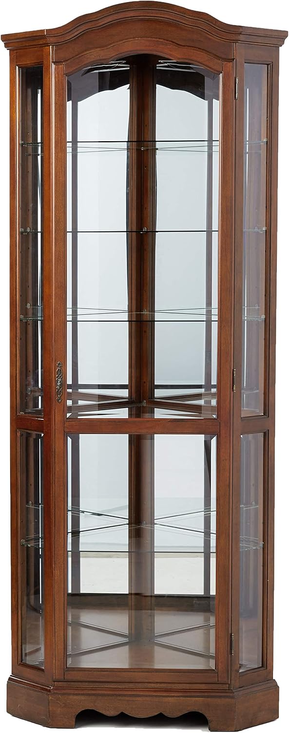 Medium Brown 5-Shelf Corner Curio Cabinet Q68855