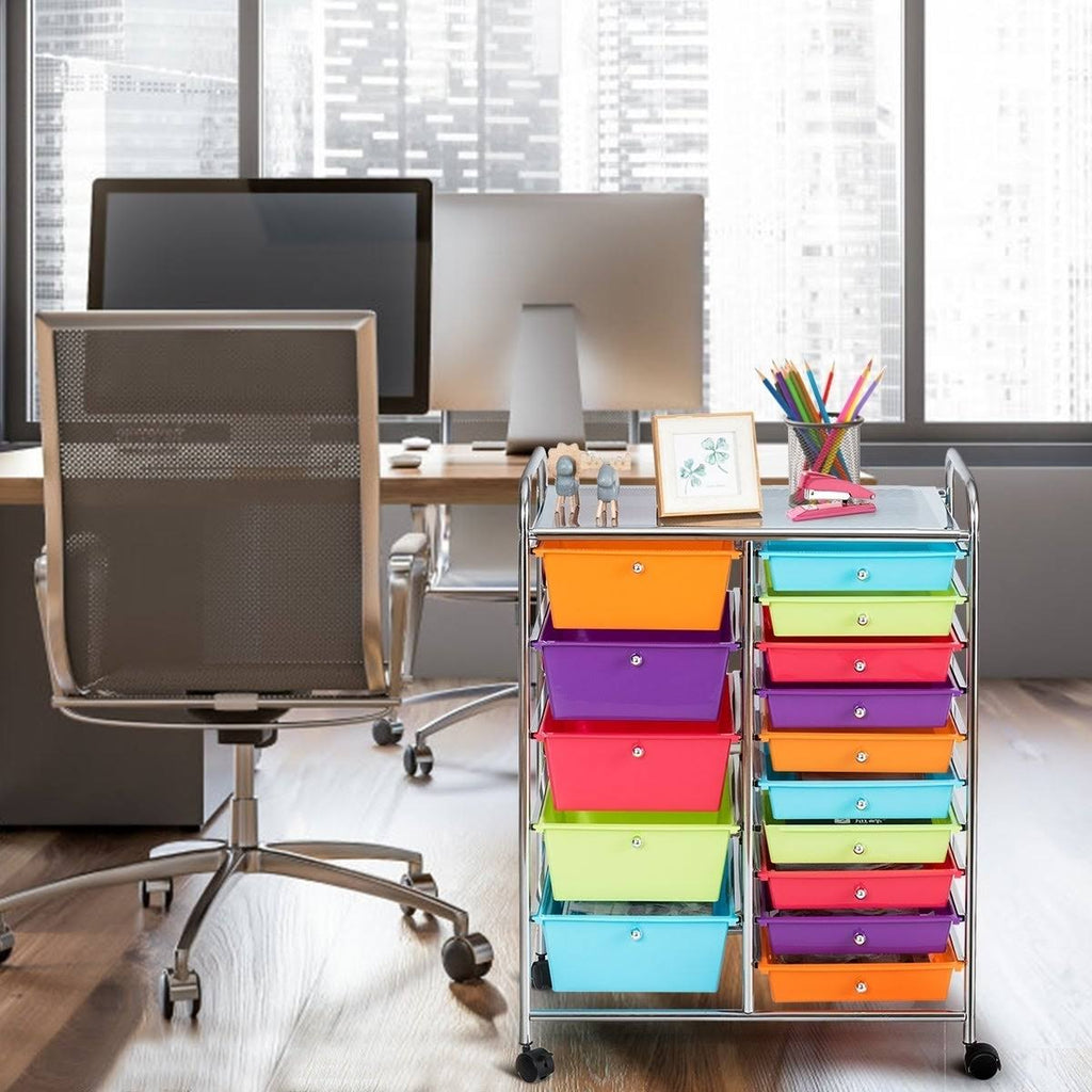 15-Drawer Utility Organizer Rolling Cart with Wheels D68624
