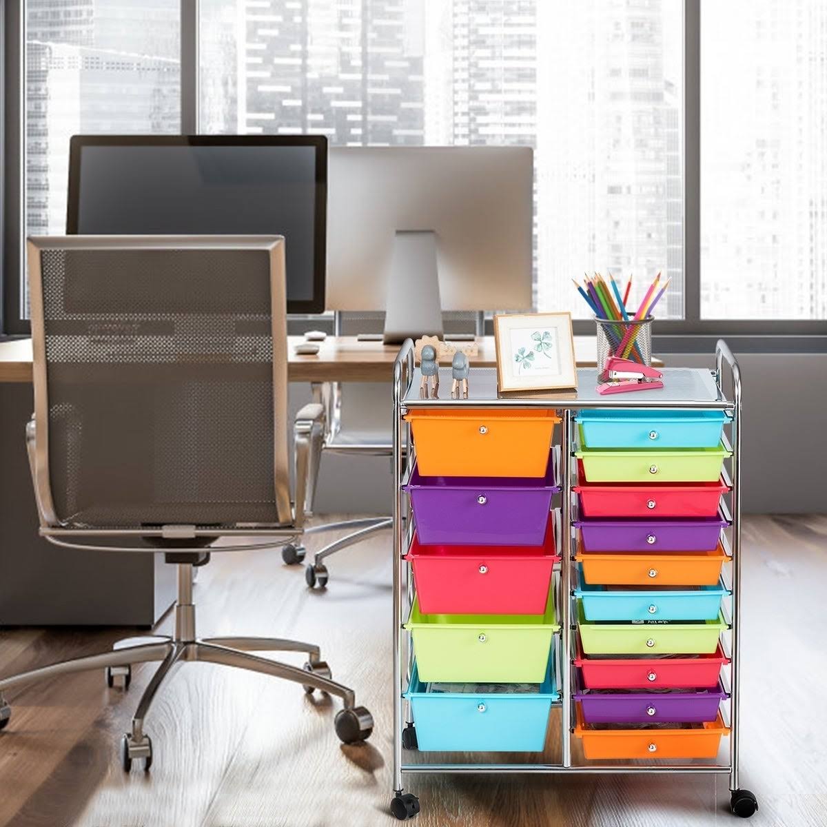 15-Drawer Utility Organizer Rolling Cart with Wheels D68624