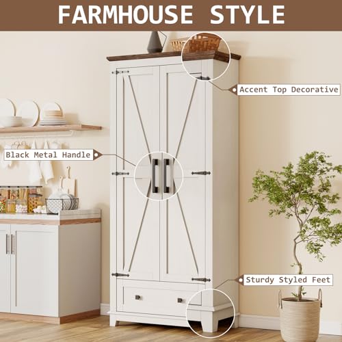 72" Tall Storage Cabinet with Adjustable Shelves & Barn Doors L199