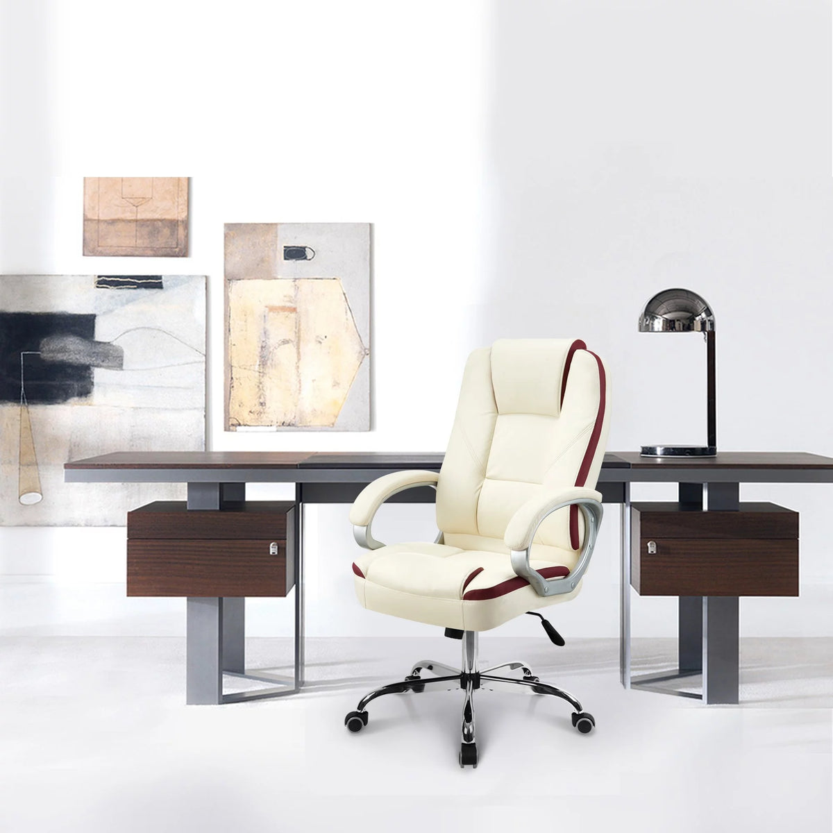 Ivory Ergonomic High Back Leather Office Chair B731