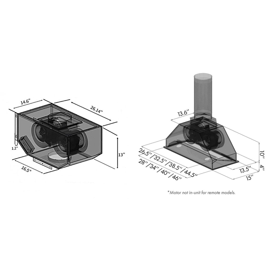 28 in. 400 CFM Remote Blower Range Hood Insert in Stainless Steel O7572