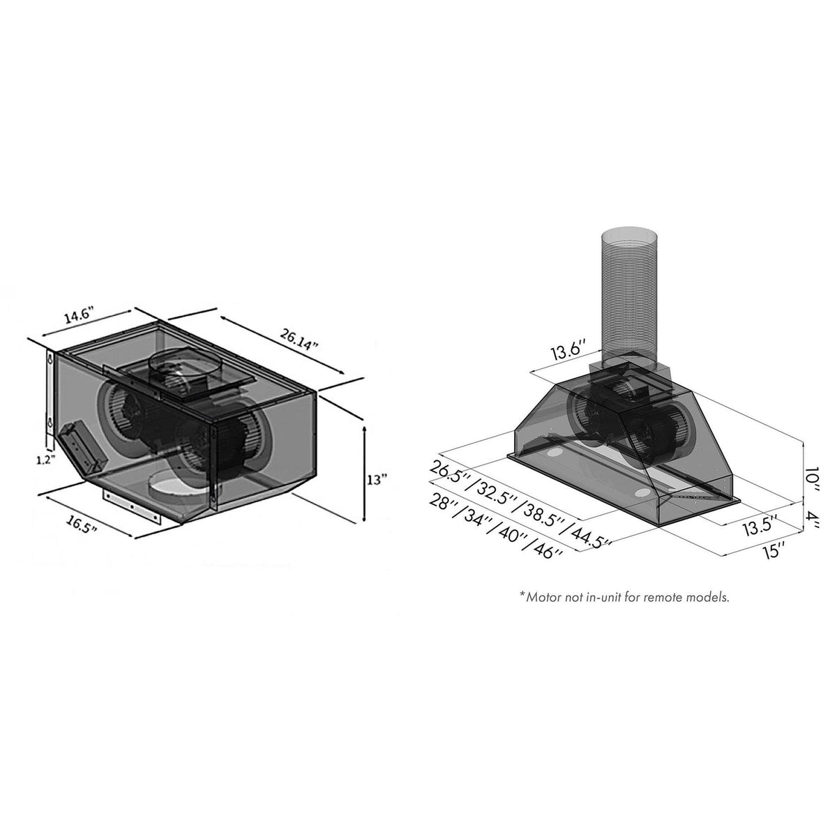 28 in. 400 CFM Remote Blower Range Hood Insert in Stainless Steel O7572