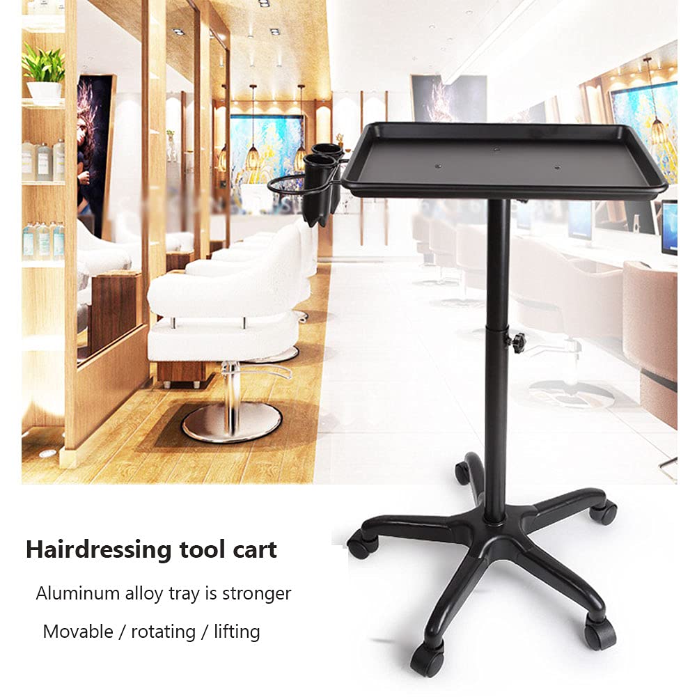 Black Aluminum Salon Tray Cart with Wheels S578