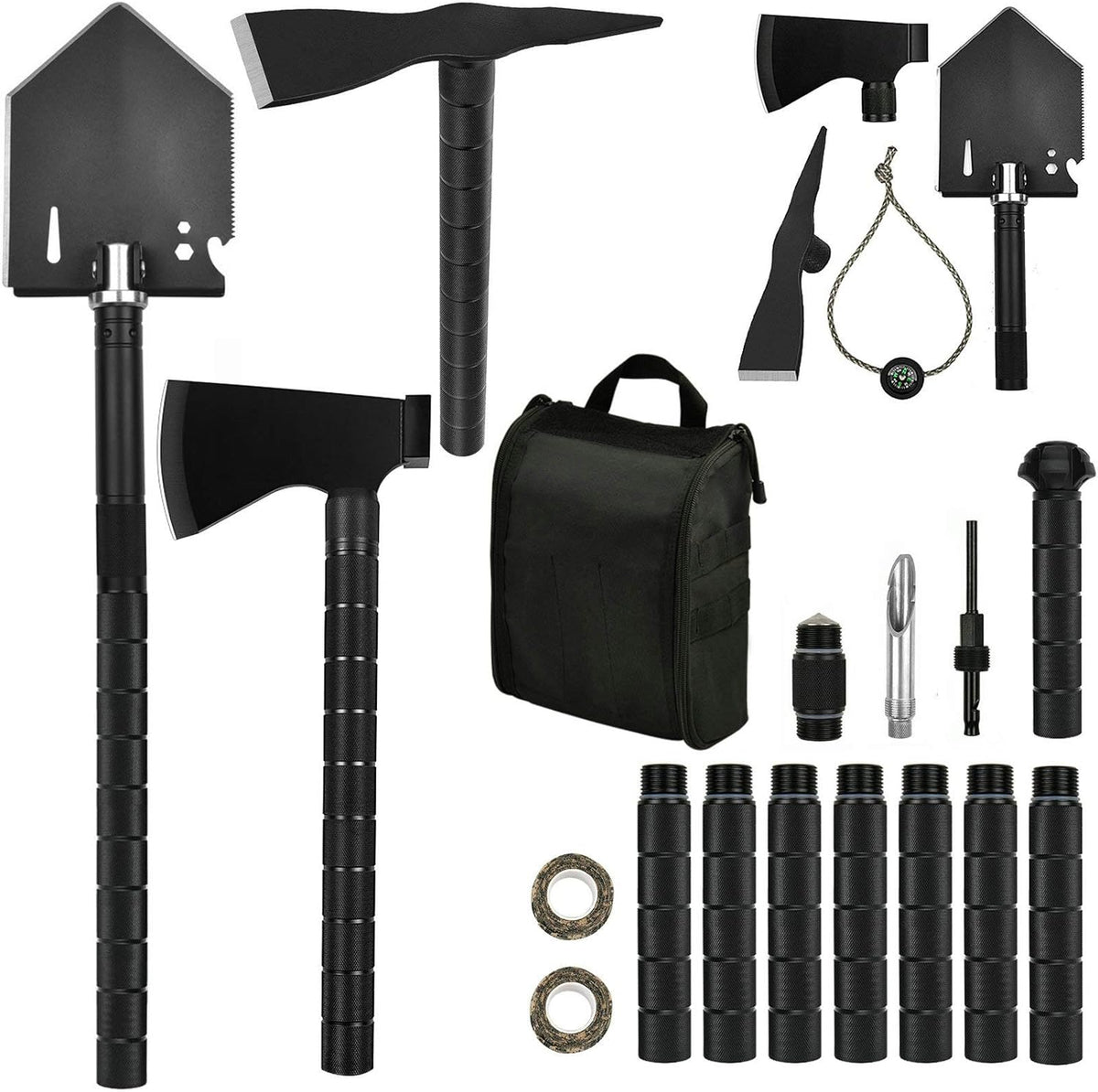 Folding Shovel Camping Axe Multitool with Carrying Bag N817023