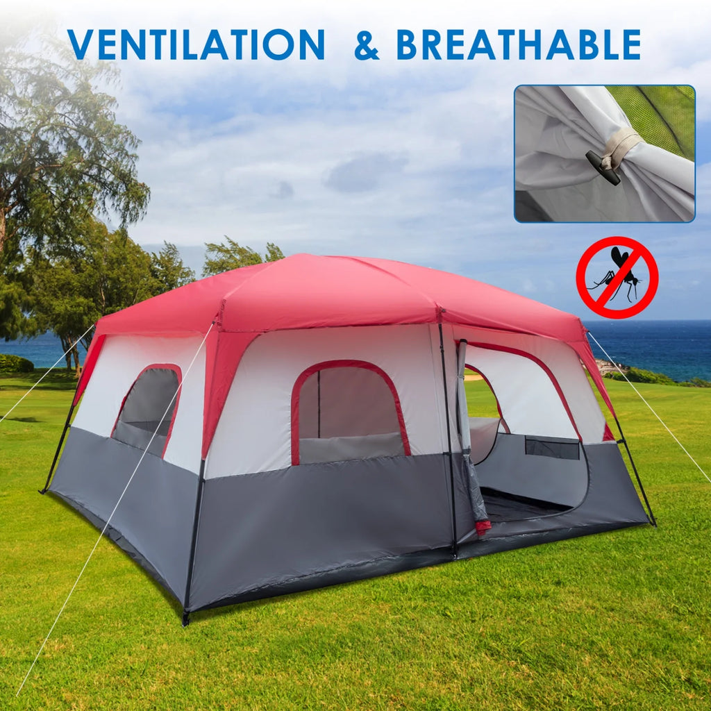 14 People Waterproof Windproof Camping Tent with 2 Doors X82210