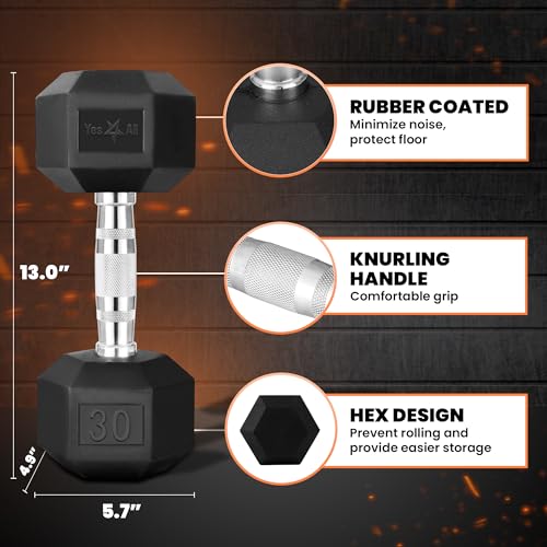 Chrome Grip Encased Hex Dumbbells 10-30 LBS Pair Z3938