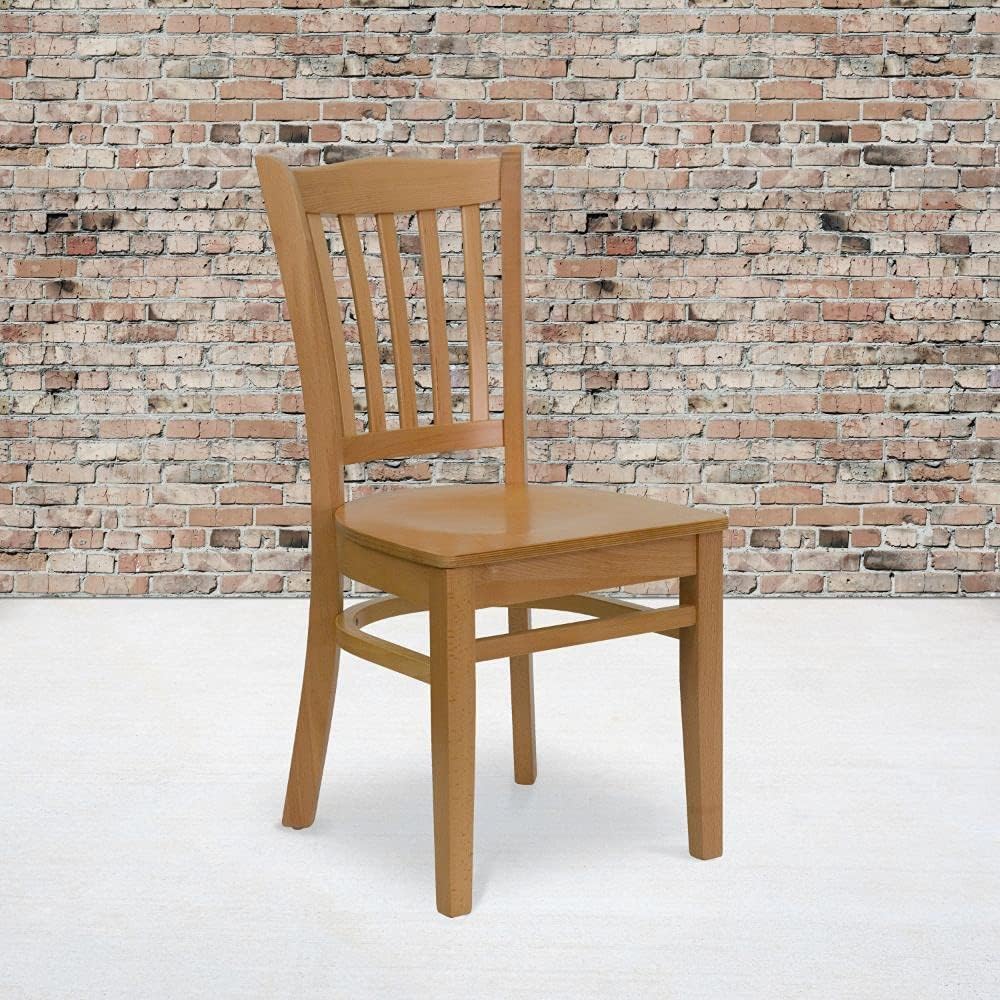 Vertical Slat Back Mahogany Wood Restaurant Chair X458866