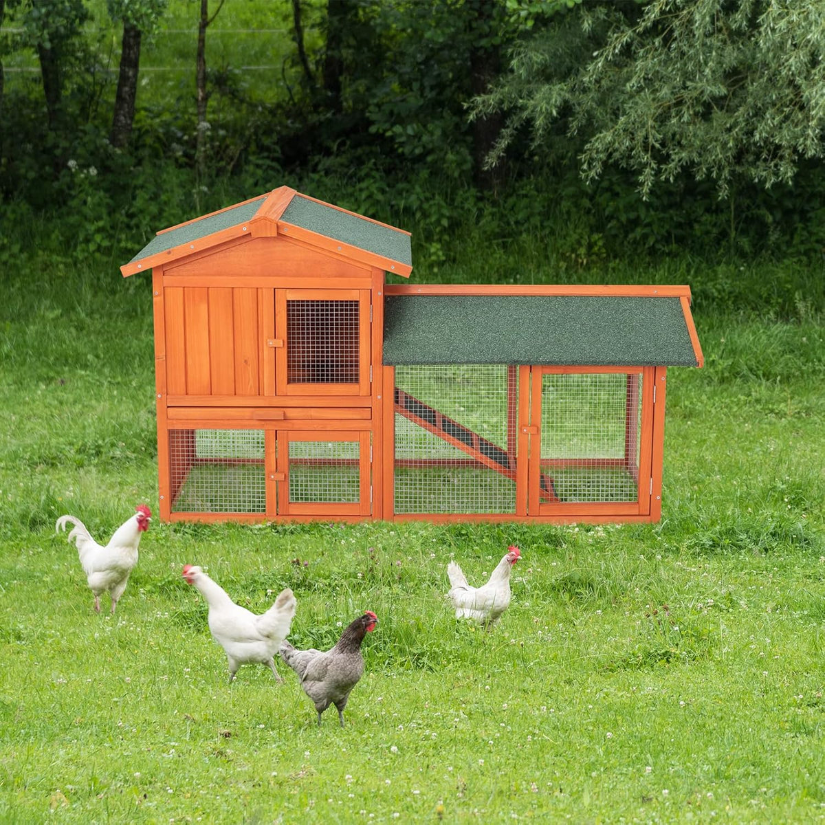 61" Wooden Chicken Coop with Waterproof Roof S34876