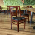 Vertical Slat Back Mahogany Wood Restaurant Chair X458866