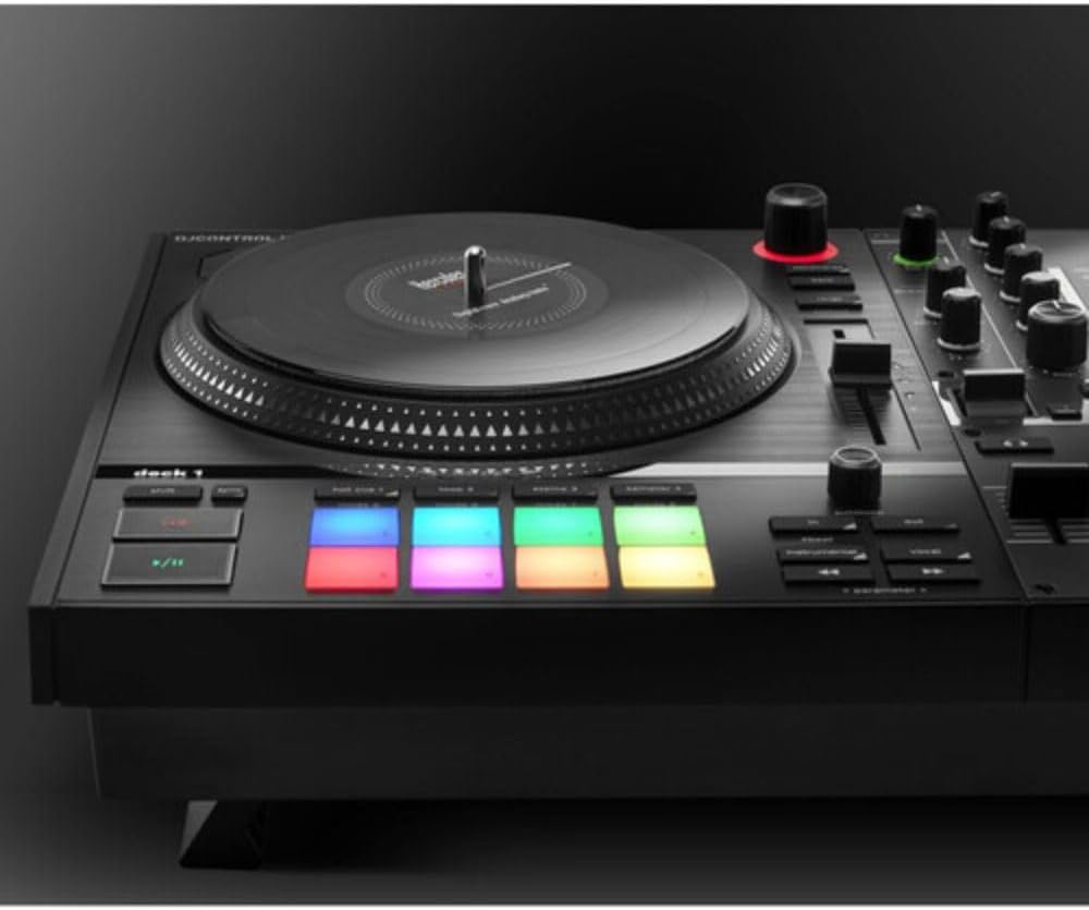 2 Deck Motorized DJ Controller with Cover and Closed-Back Headphones J250640