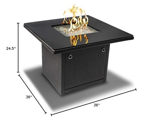 Slate Grey 36-Inch Outdoor Propane Gas Fire Pit Table with Tempered Glass Top T450