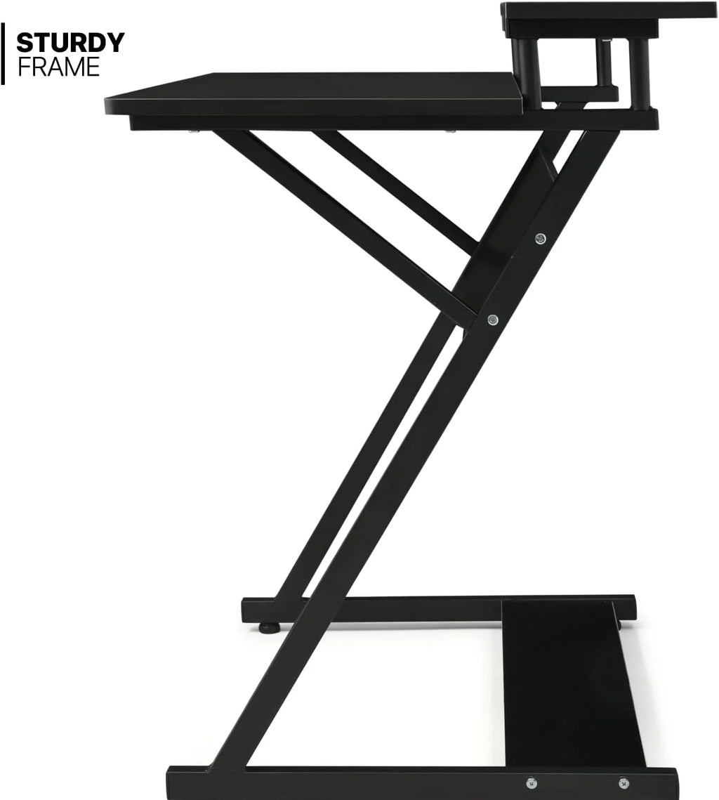 Black 3 Tier Z-Shape Computer Desk P779
