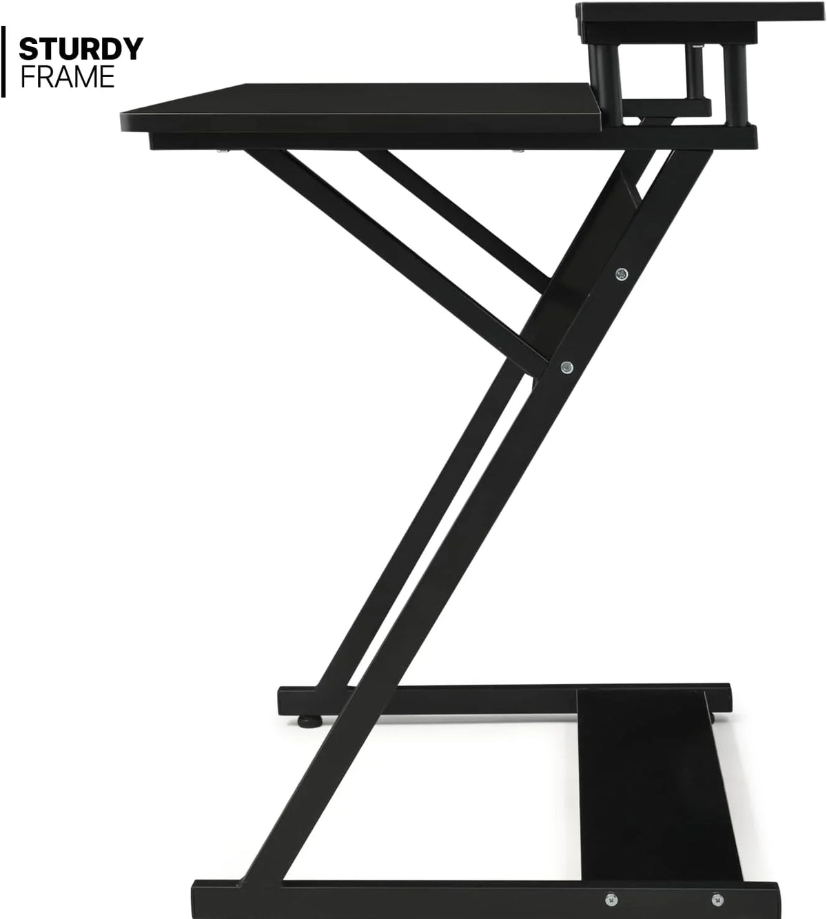Black 3 Tier Z-Shape Computer Desk P779