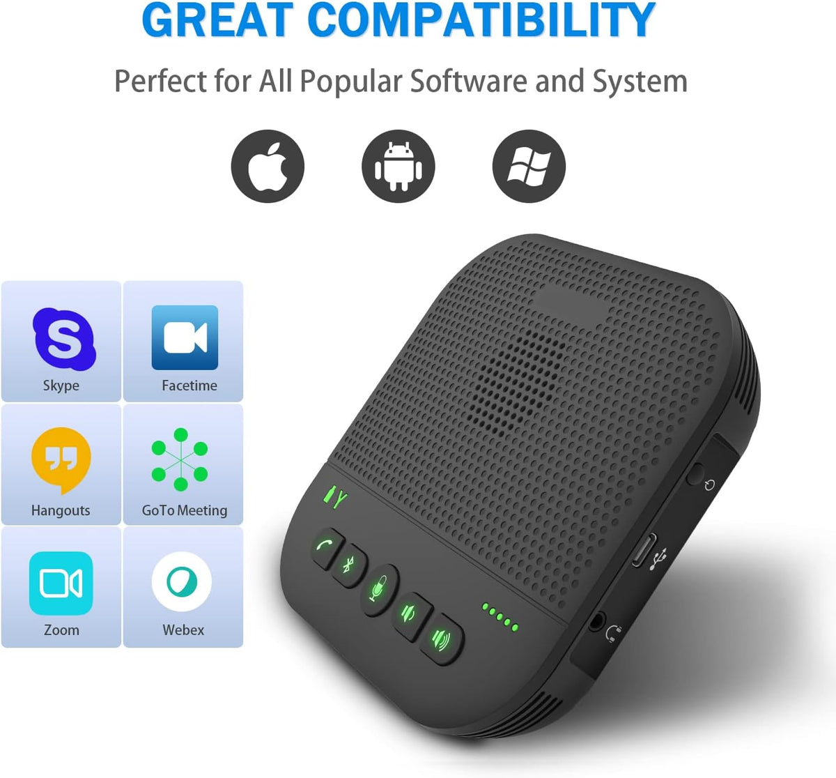 Bluetooth Speakerphone with 4 Microphones, Portable USB Conference Microphone, Pack of 2 E591411