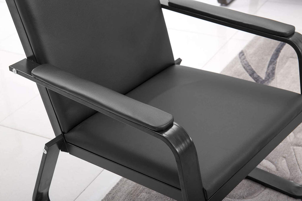 Black PU Leather Waiting Room Chair With Armrest O1400