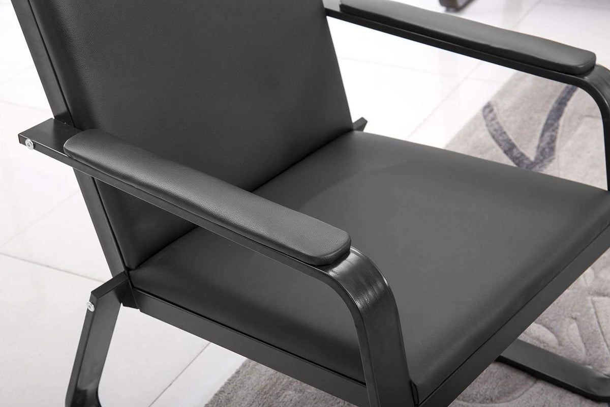 Black PU Leather Waiting Room Chair With Armrest O1400