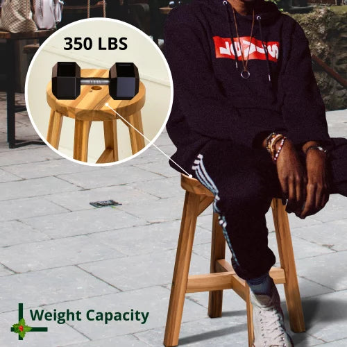 Acacia Wood Stool Round Top Natural Q8683