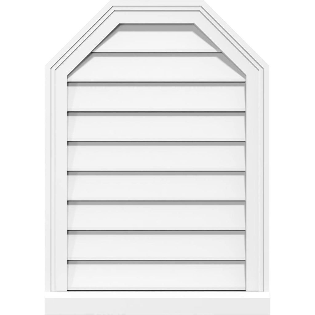 30x22W x 34x22H Octagonal Top Surface Mount PVC Gable Vent with Brickmoul O10891