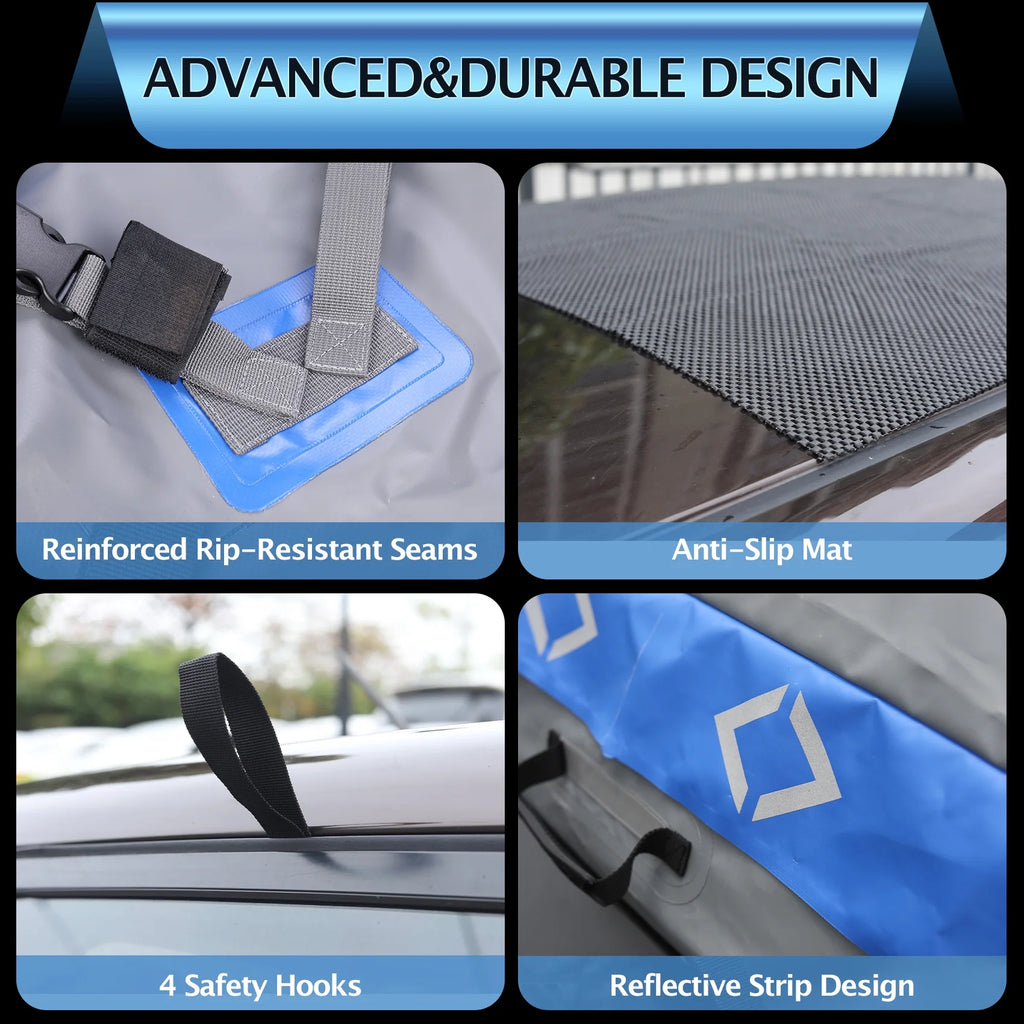 Rooftop Cargo Carrier Bag, 21 Cubic Feet Heavy Duty Waterproof Car Bag, 8 Door Hooks, Storage Bag Z265218