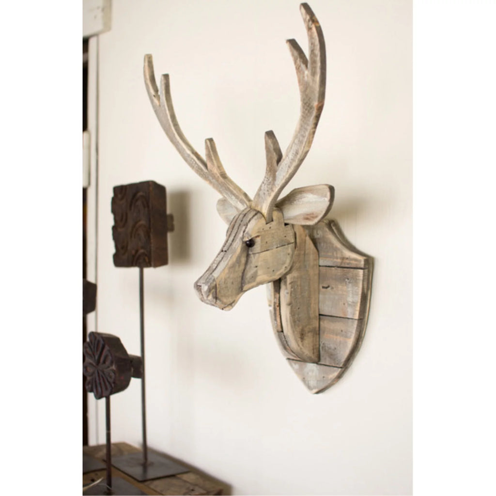 Recycled Wooden Deer Head Wall Hanging V8400