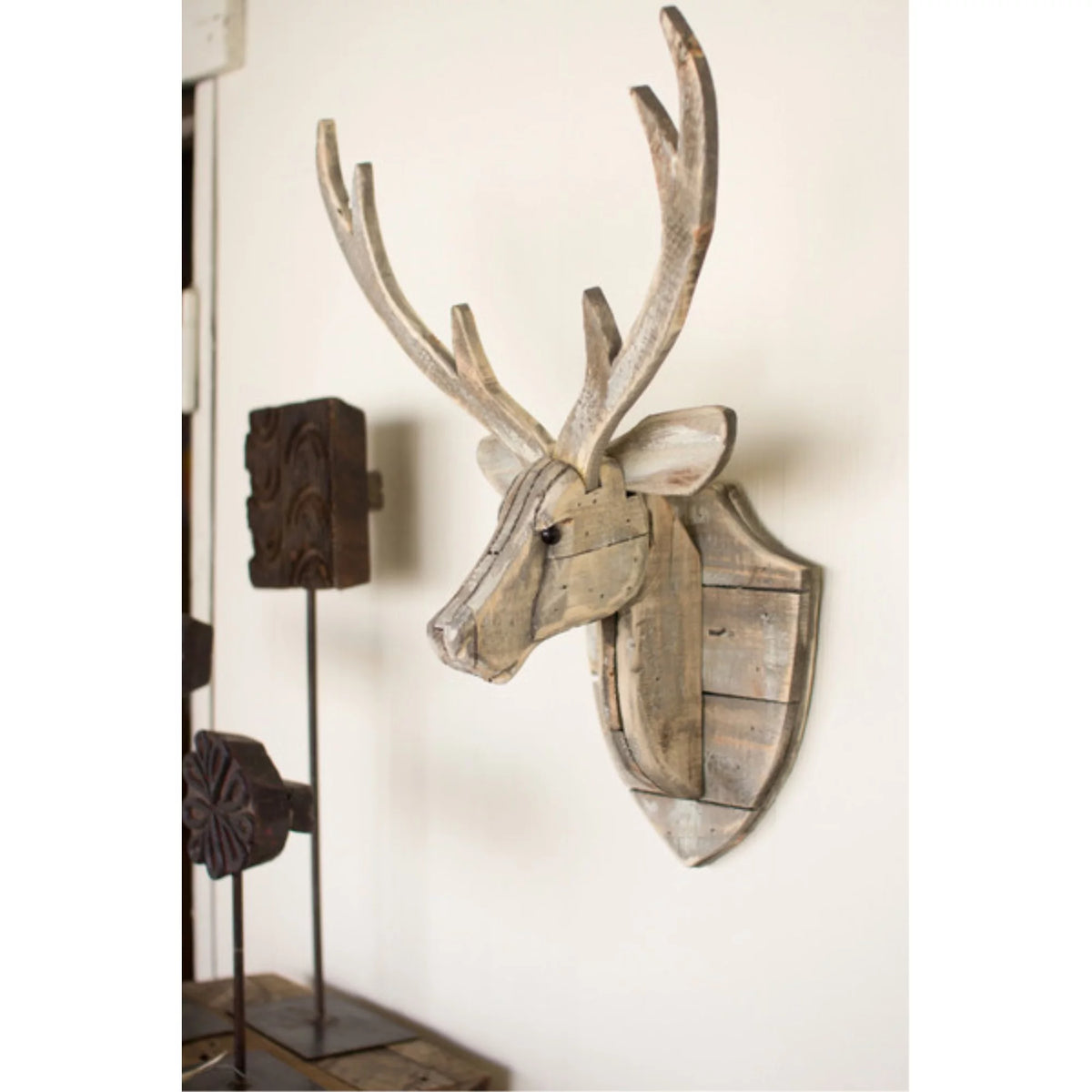 Recycled Wooden Deer Head Wall Hanging V8400