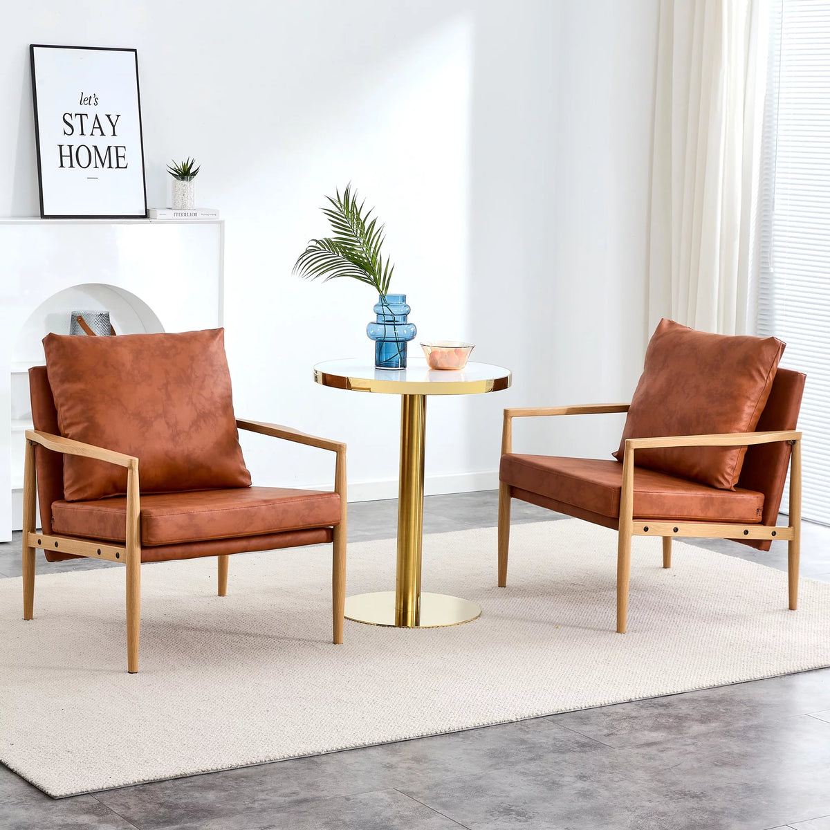 PU Leather Accent Arm Chair with Metal Frame U8905